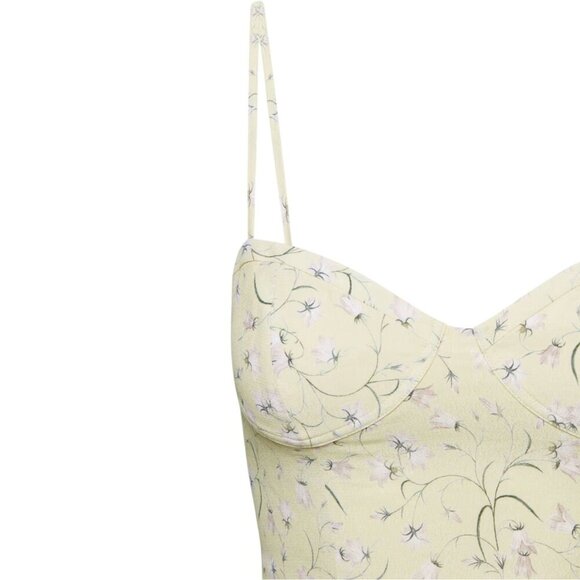 Sunday Best Aritzia Bonnie Bustier White Floral & Butter Yellow Sz L - Picture 7 of 14